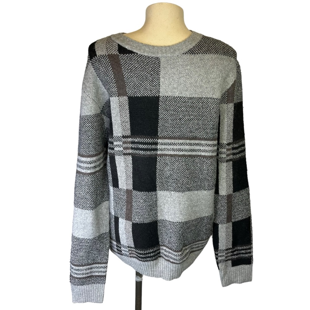 $298 NWT Men's JOE'S Jeans Gray Plaid Pullover Sweater Size Small Crewneck